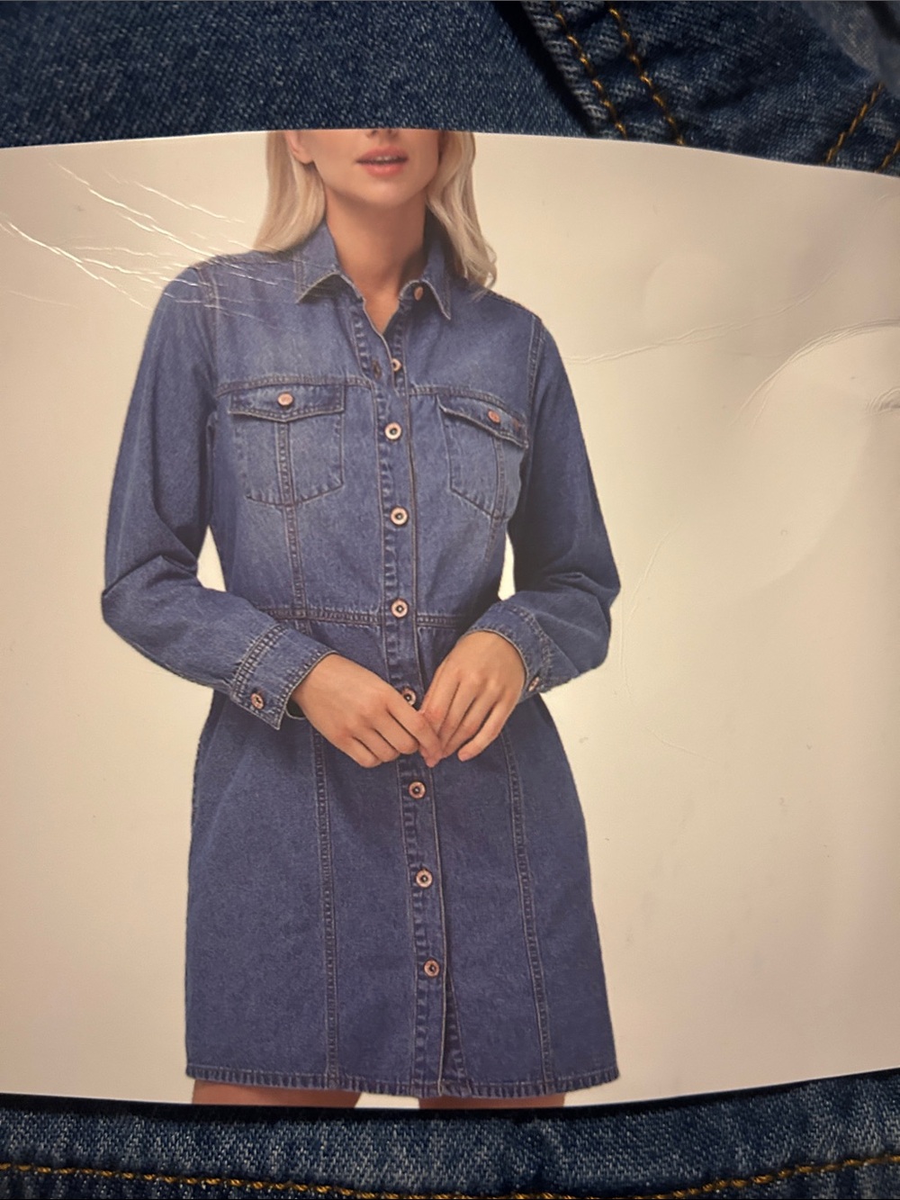 Frye Denim Button-Front Shirt Dress Light Wash Blue Dual Chest Pocket Cinch
